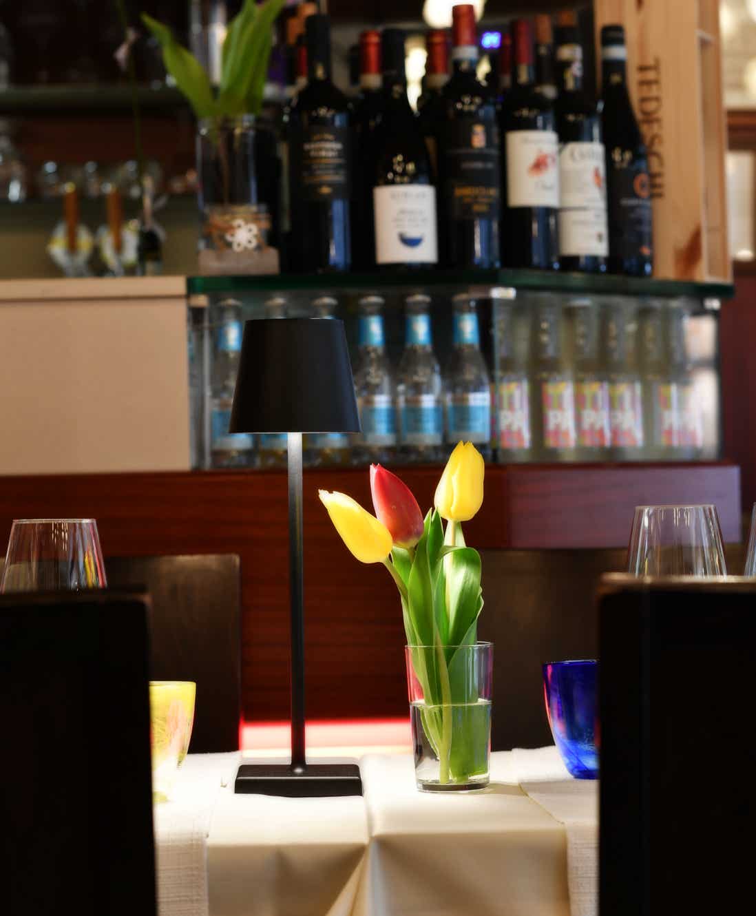 Vertical photo highlighting one of our interior tables